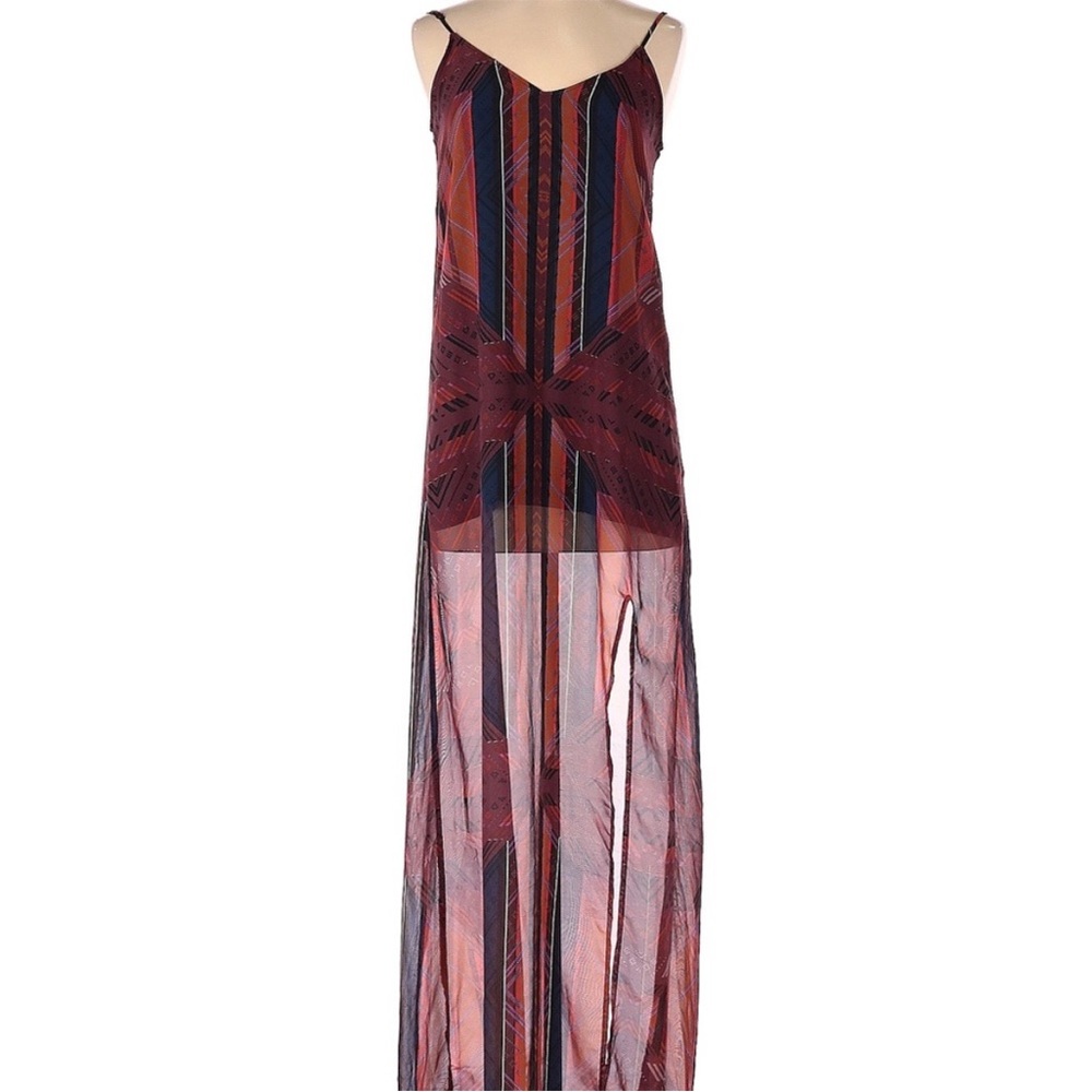 Like Mynded Geometric Print Maxi Dress sheer size xs